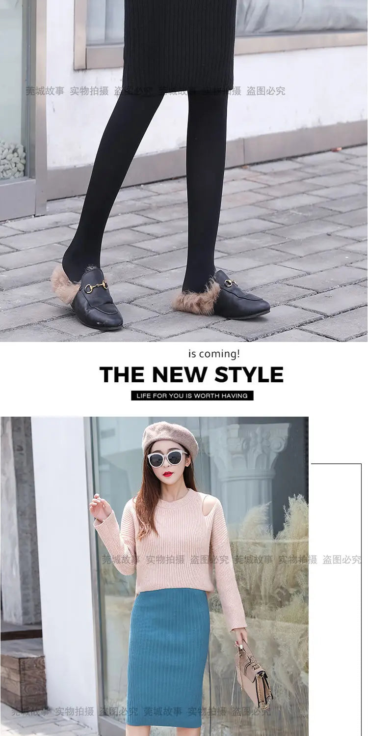 Falda Oficina Mujer Invierno - Falda Punto Lápiz Cintura Alta Negra Cálida