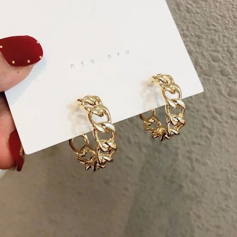 Pendientes Círculo Grande Dorado - Minimalistas Geométricos Redondos Mujer