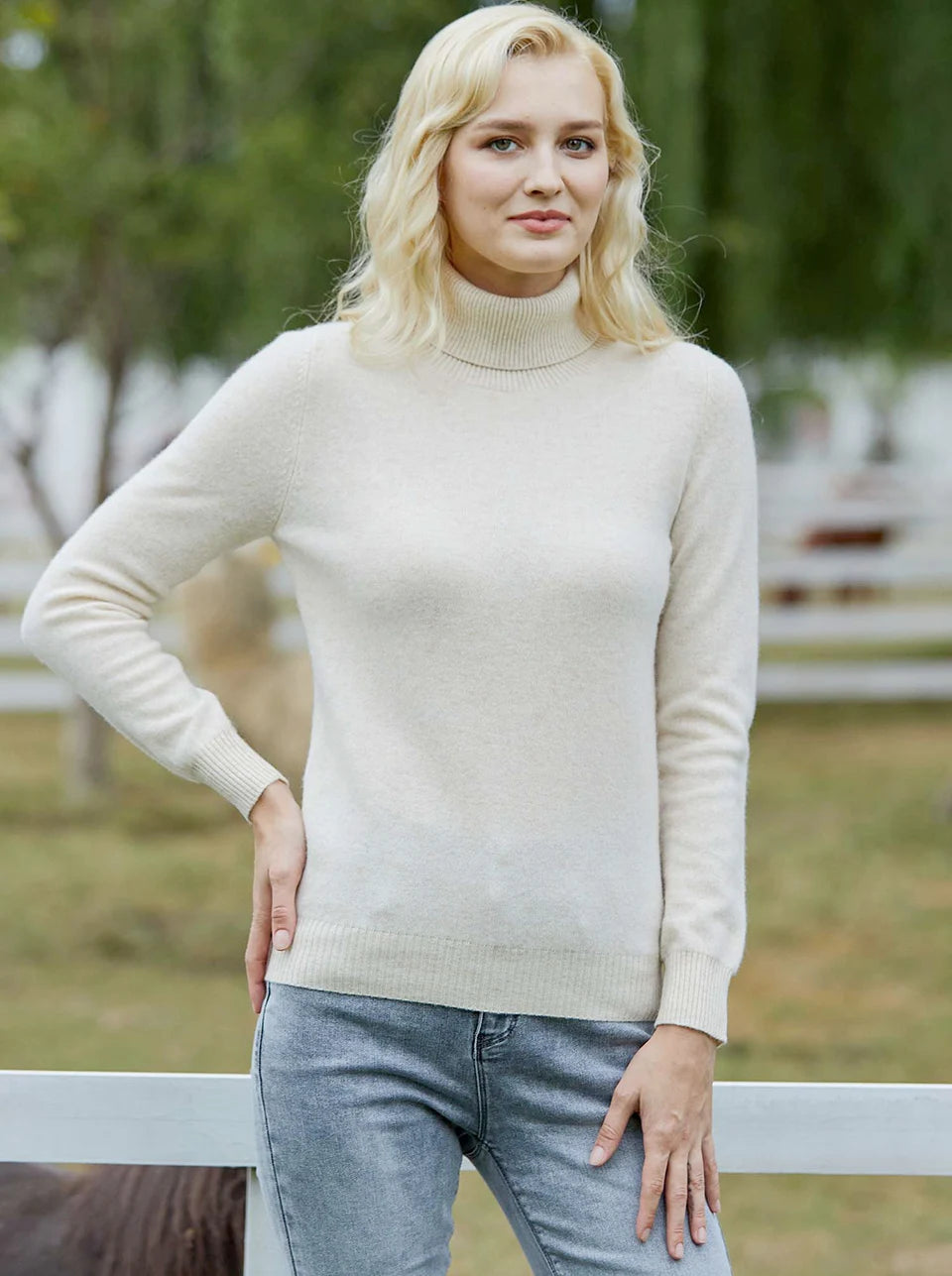 Suéter Mujer Lana Merino 100% - Jersey Cuello Alto Y2K Invierno