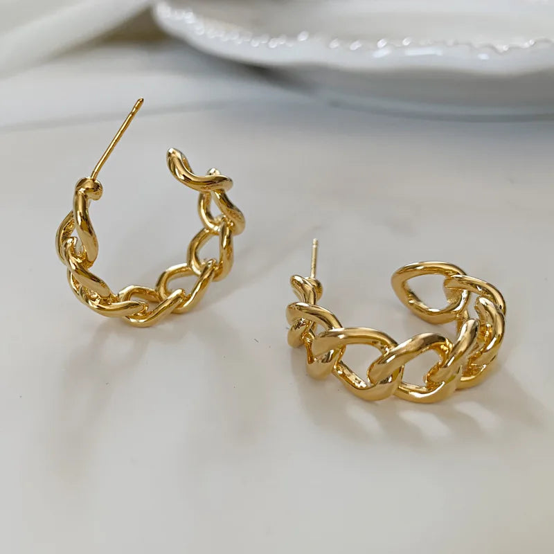 Pendientes Círculo Grande Dorado - Minimalistas Geométricos Redondos Mujer