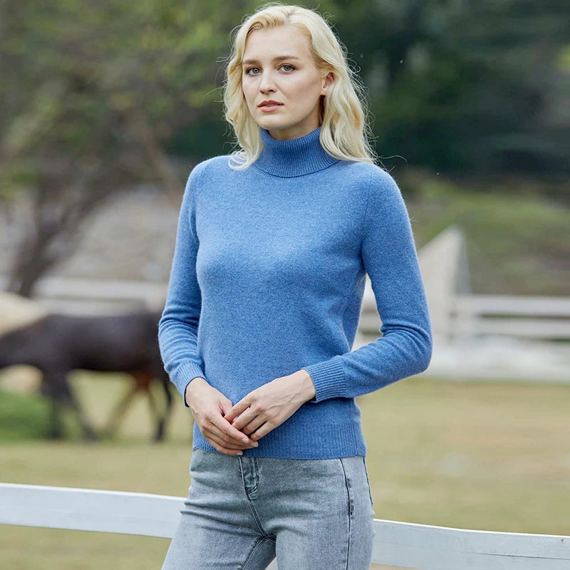 Suéter Mujer Lana Merino 100% - Jersey Cuello Alto Y2K Invierno