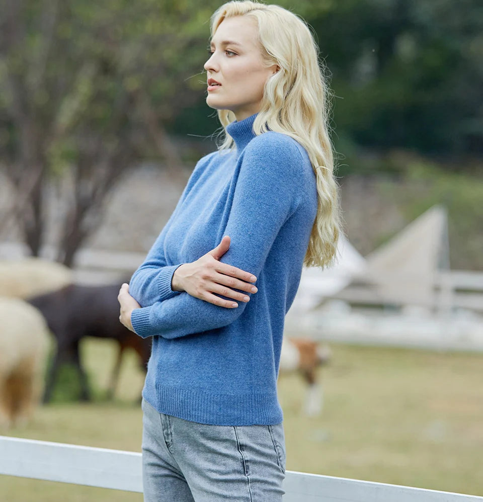 Suéter Mujer Lana Merino 100% - Jersey Cuello Alto Y2K Invierno