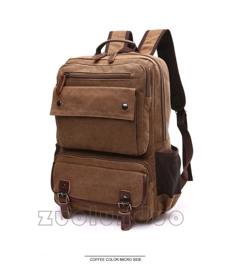 Mochila Canvas Vintage Hombre - Laptop Universidad Estudiante Escolar Adolescentes Gran Capacidad