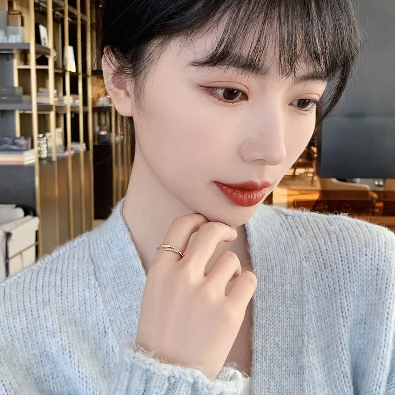 Anillos Geométricos Oro Rosa Minimalistas - Coreano Fashion Goth Mujer