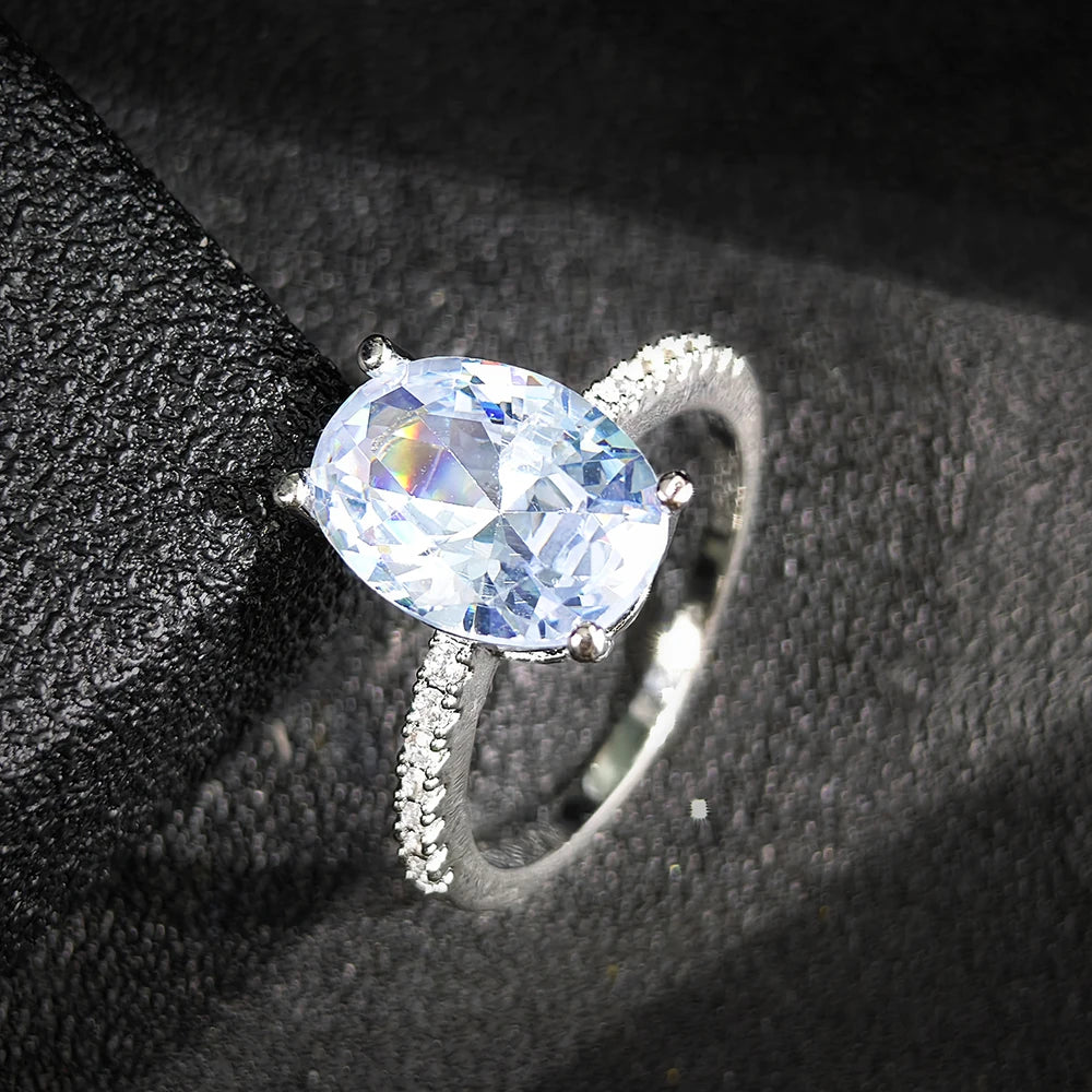 Anillo Oval Rosa Mujer - Oro Rosa Circonita Compromiso Personalizado