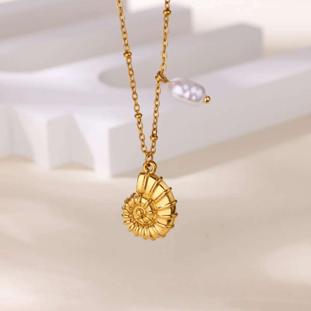 Collar Concha Perla Mujer - Acero Inoxidable Estilo Playa Boda