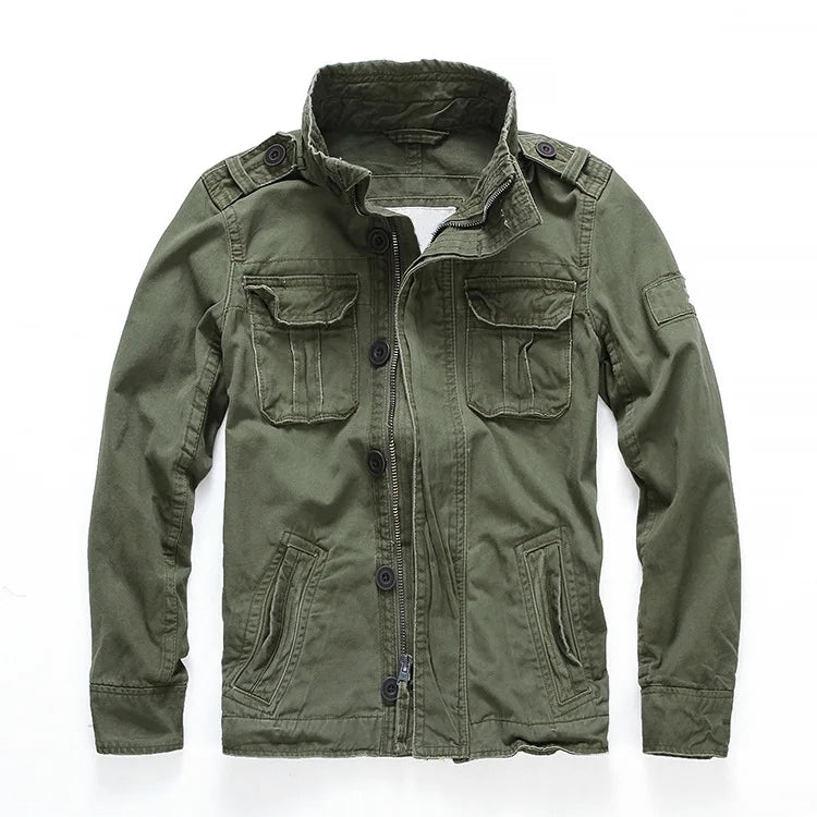Chaqueta Hombre Denim Cargo Capucha - Multi-Bolsillos Outdoor Senderismo