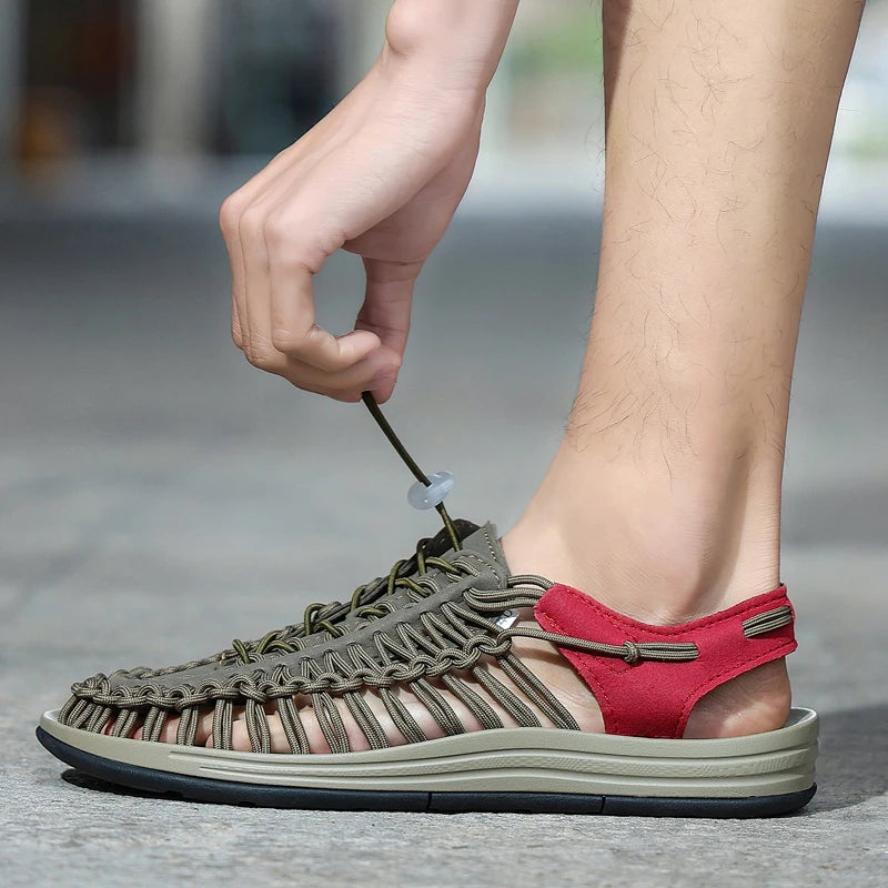 Sandalias Hombre Verano Tejidas - Outdoor Transpirables Slip-On Tallas Grandes