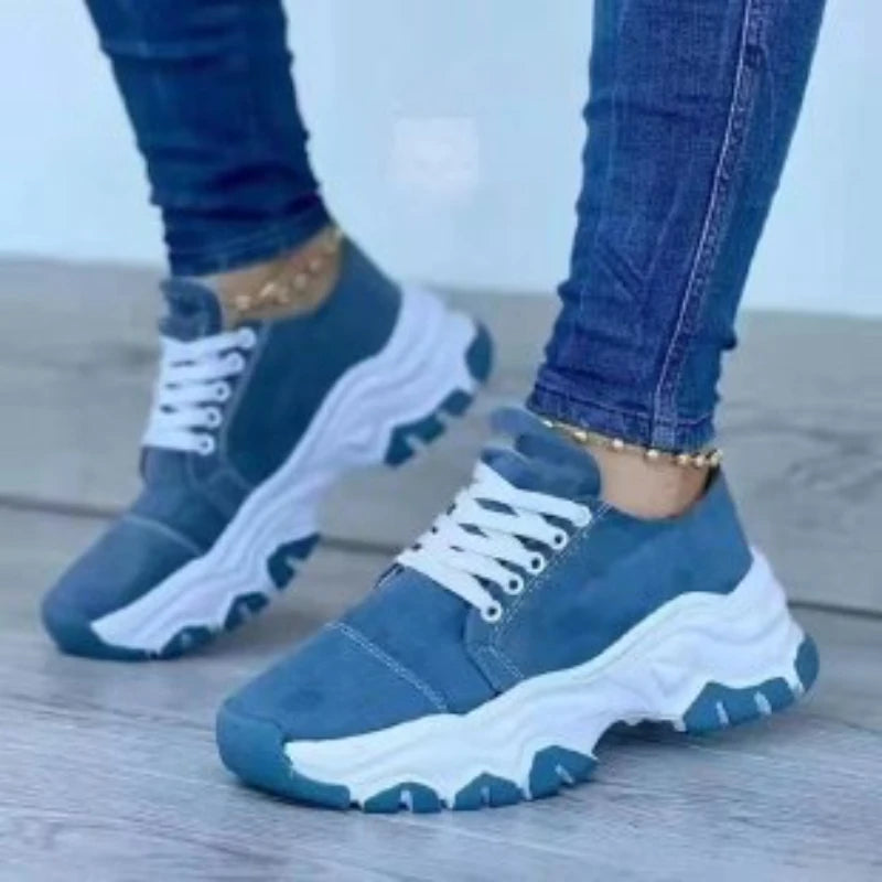 Sneakers Plataforma Suede Mujer 2025 - Zapatillas Vulcanizadas Casual Cómodas