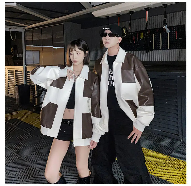 Chaqueta Cuero Hombre Motocicleta - Bomber Biker Otoño Invierno