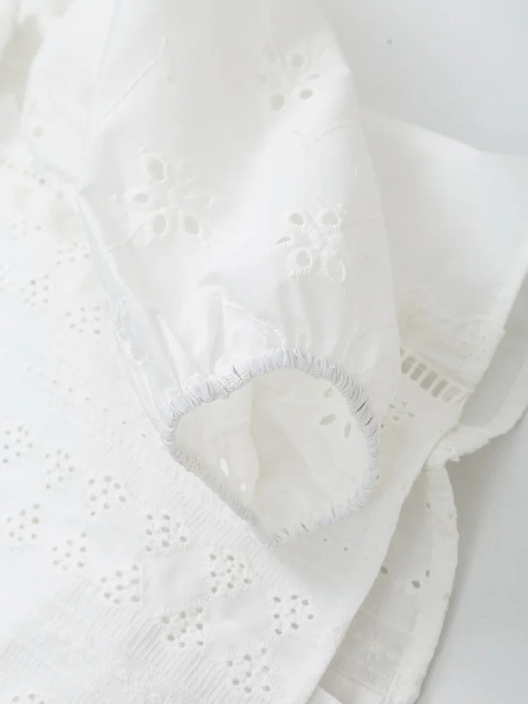 Blusa Mujer Bordado Blanca 2024 - Camisa Crop Manga Larga Streetwear