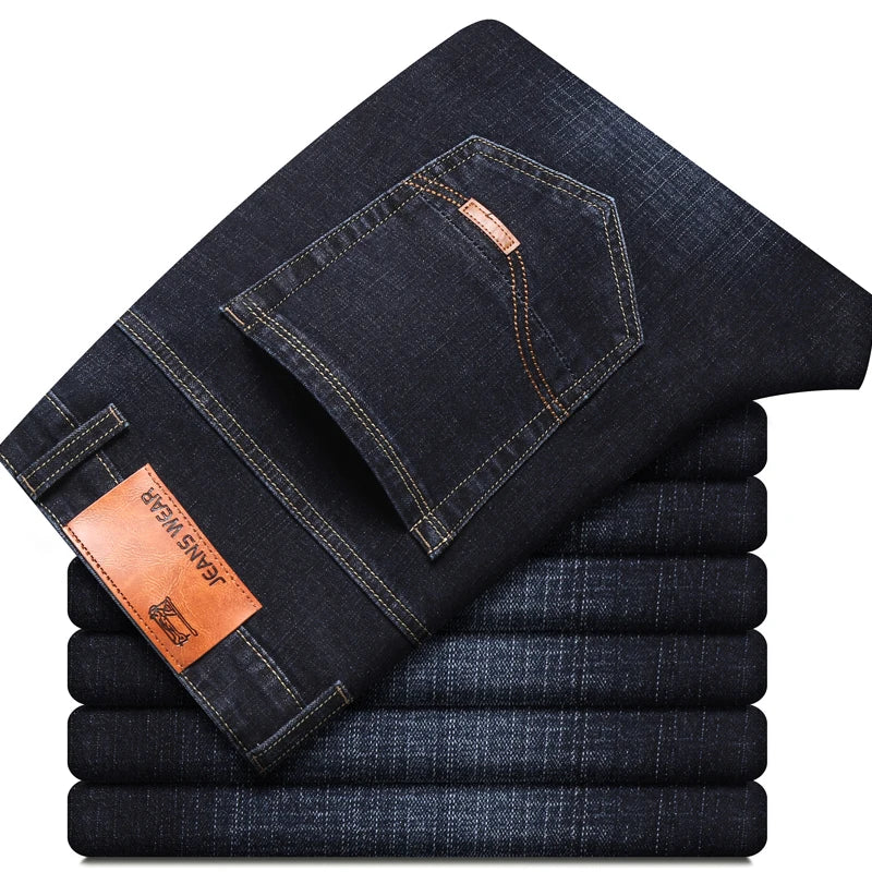 Vaqueros Hombre Business Stretch Slim - Jeans Casuales Clásicos Negro Azul