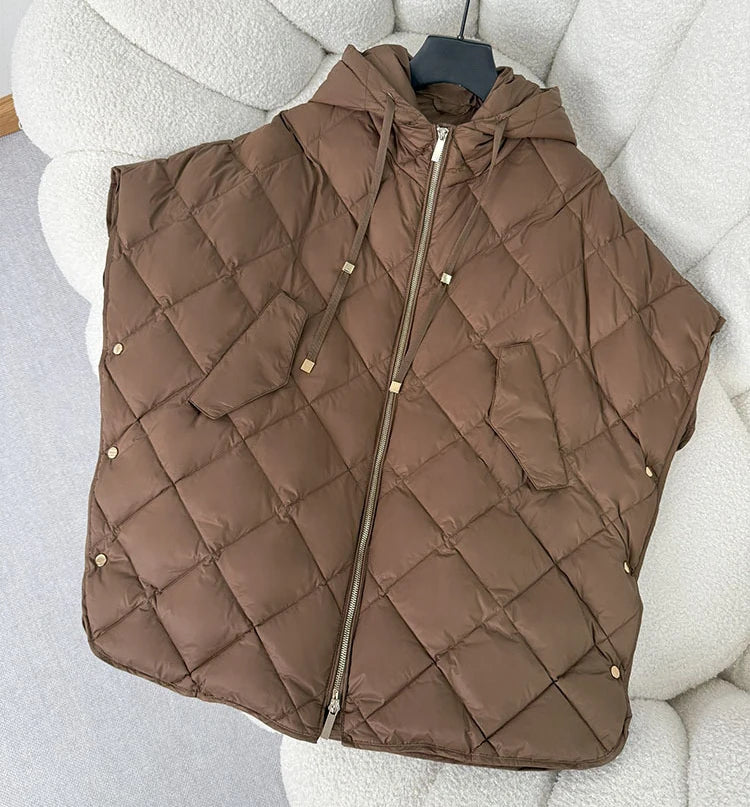 Chaleco Mujer Plumas Pato Capucha 2025 - Chaqueta Sin Mangas Irregular