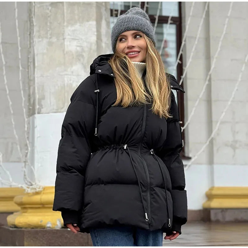 Chaqueta Algodón Mujer Gruesa - Chaqueta Cuello Alto Cremallera Capucha 2025