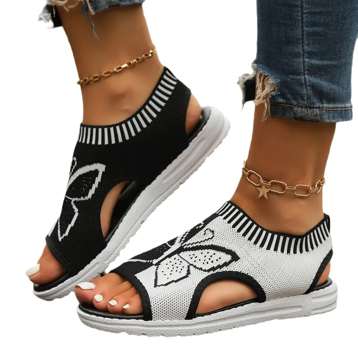 Sandalias Deportivas Mujer Mesh Verano - Sneakers Cuña Mariposa Transpirables