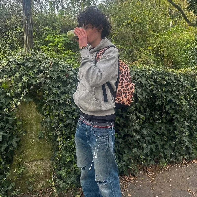 Sudadera Gothic Y2K Hombre Gris - Hoodie Harajuku Retro Cigarette Oversize