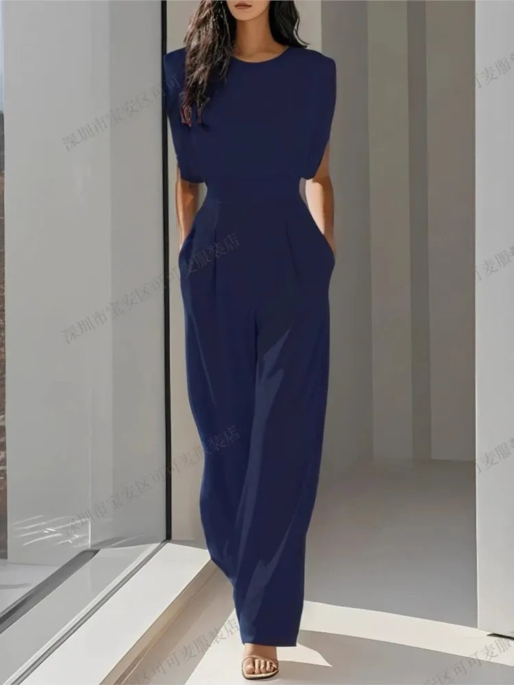 Mono Mujer Elegante Oficina Verano - Jumpsuit Cintura Alta Bolsillos