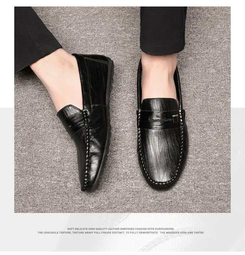 Mocasines Hombre Blancos Cuero - Vestir Casual Slip-On Primavera Otoño Designer