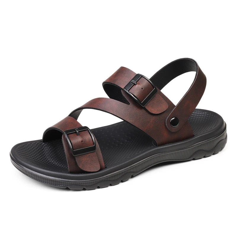 Sandalias Hombre Verano Outdoor - Chanclas Playa Cuero PU Transpirables Romanas