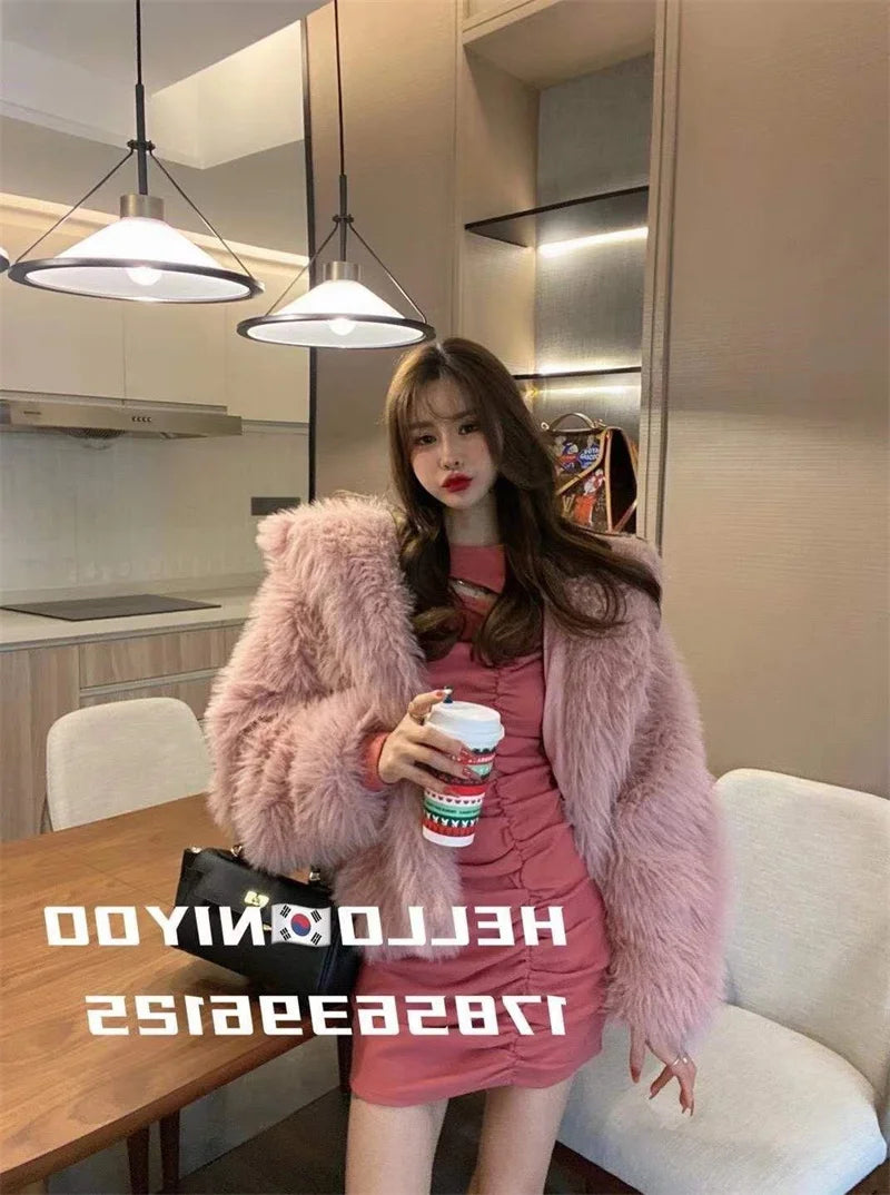 Abrigo Piel Sintética Mujer Coreano - Abrigo Capucha Zorro 2024