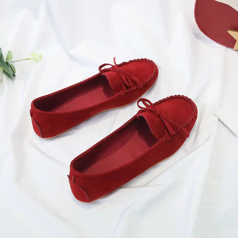 Zapatos Slip-On Mujer Ballet Flats Suede - Loafers Casual Planos Otoño Mom Shoes