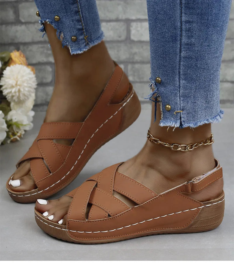 Sandalias Cuña Mujer Casual Verano - Zapatos Tacón Ligeros Cómodos