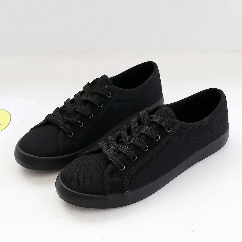 Zapatos Canvas Low Top Mujer Blancos - Zapatillas Transpirables Estudiantes Pareja