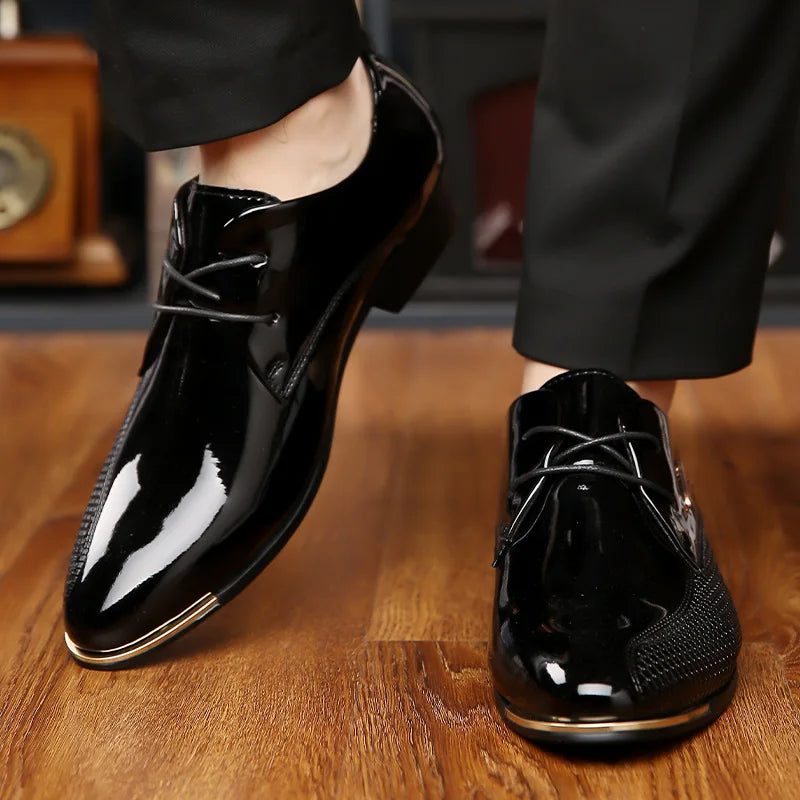 Zapatos Derby Hombre Cuero Punta Puntiaguda - Casual Business Tallas Grandes Primavera