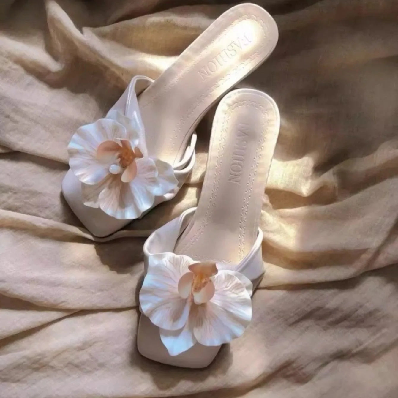 Sandalias Elegantes Mujer 2025 - Zapatos Tacón Alto Flores Fashion Casual