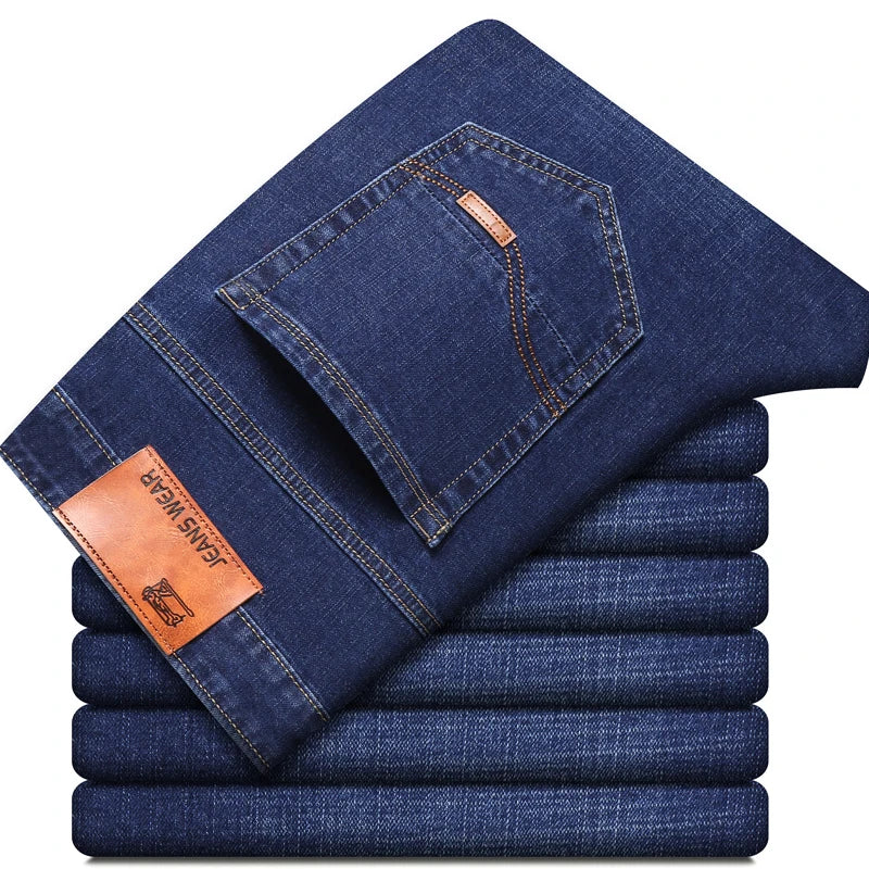 Vaqueros Hombre Business Stretch Slim - Jeans Casuales Clásicos Negro Azul