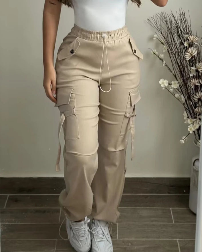 Pantalón Cargo Mujer 2024 Otoño - Pantalón Streetwear Bolsillos