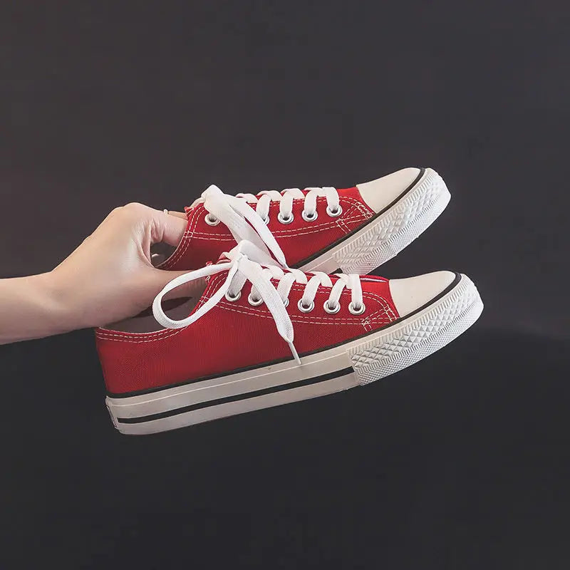 Zapatos Canvas Mujer Blancos - Zapatillas Planas Cordones Primavera 2025