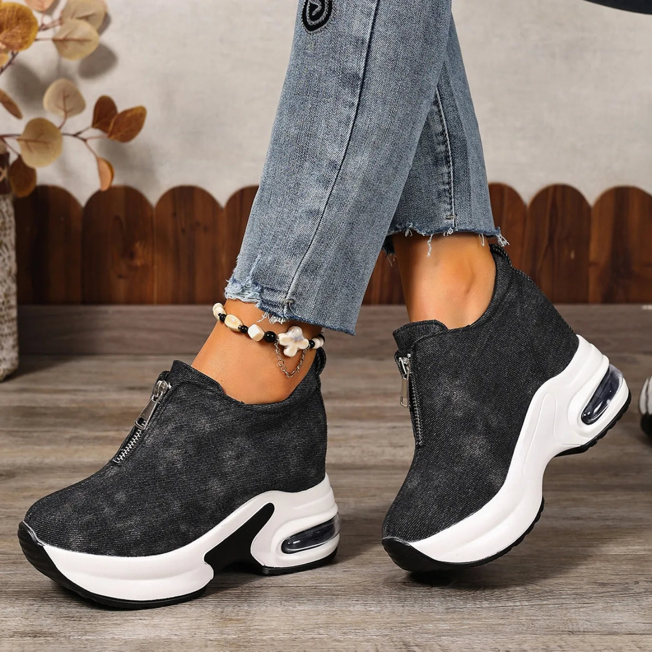 Sneakers Antideslizantes Mujer 2025 - Zapatillas Plataforma Cuña Slip-On Vulcanizadas