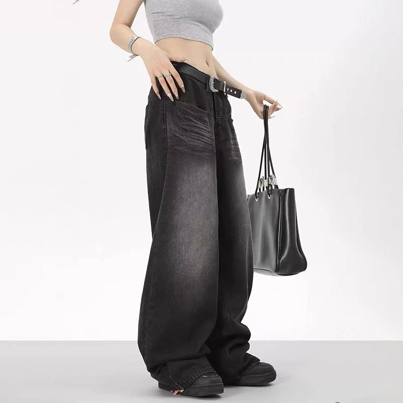 Jeans Oversized Retro Mujer - Pantalones Anchos Y2K Cintura Baja