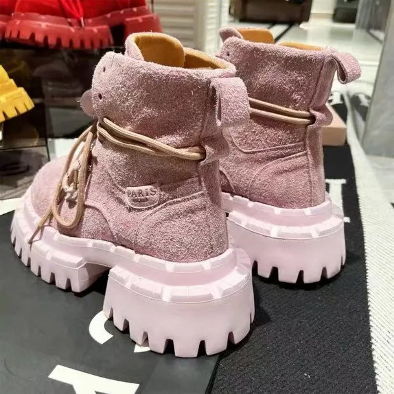 Botas Tobillo Mujer 2025 Plataforma - Chunky Ante Sneakers Deportivas Invierno