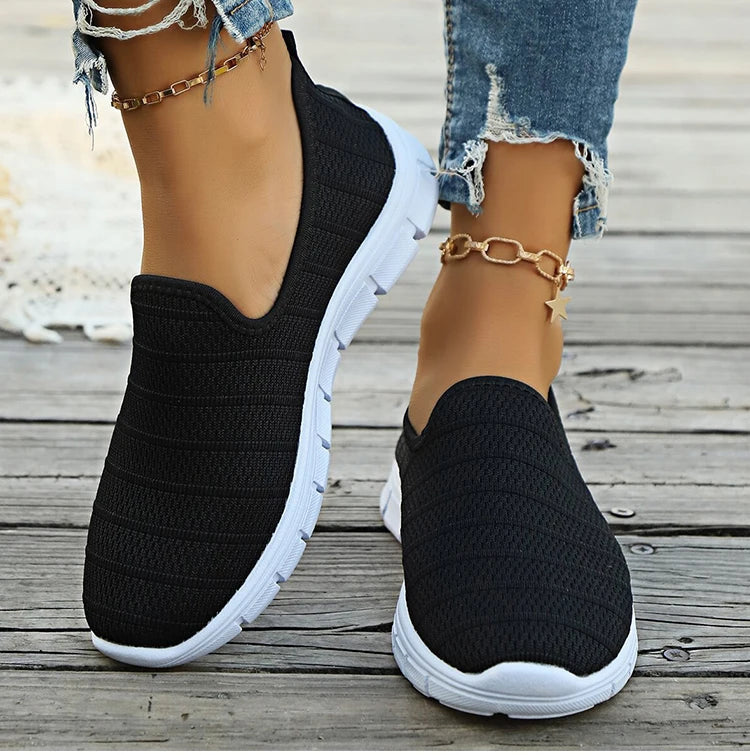 Sneakers Slip-On Mujer Blancos - Zapatillas Ligeras Sin Cordones Otoño