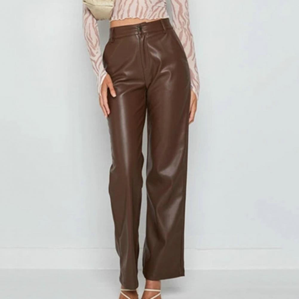 Pantalón Cuero Mujer Cintura Alta - Leggings Negro Invierno