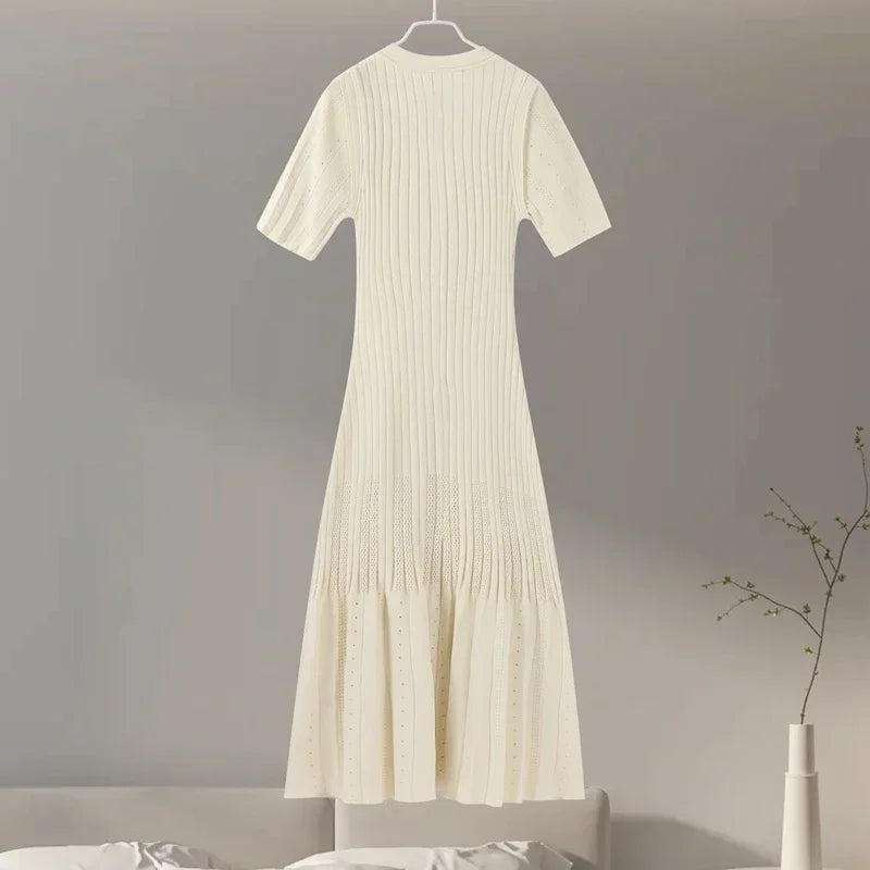 Vestido Punto Mujer Elegante - Vestido Largo Primavera 2025