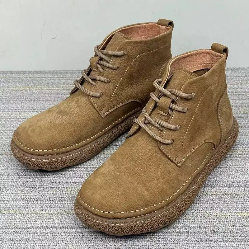 Botas Hombre Fashion High-Top - Casual Cómodas Clásicas Estilo Británico Cuero Outdoor