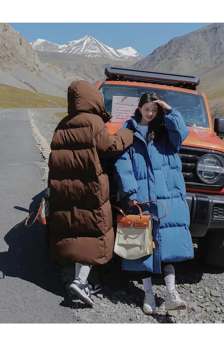 Abrigo Mujer Invierno 2025 Coreano - Largo Rodilla Capucha Tallas Grandes