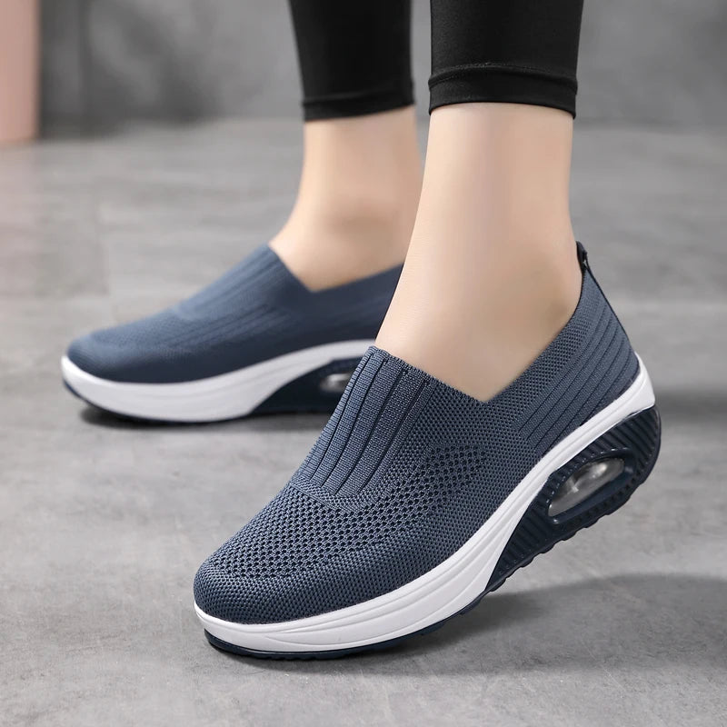 Zapatos Walking Mujer Air Cushion - Mules Ortopédicos Plataforma Cuña Transpirables