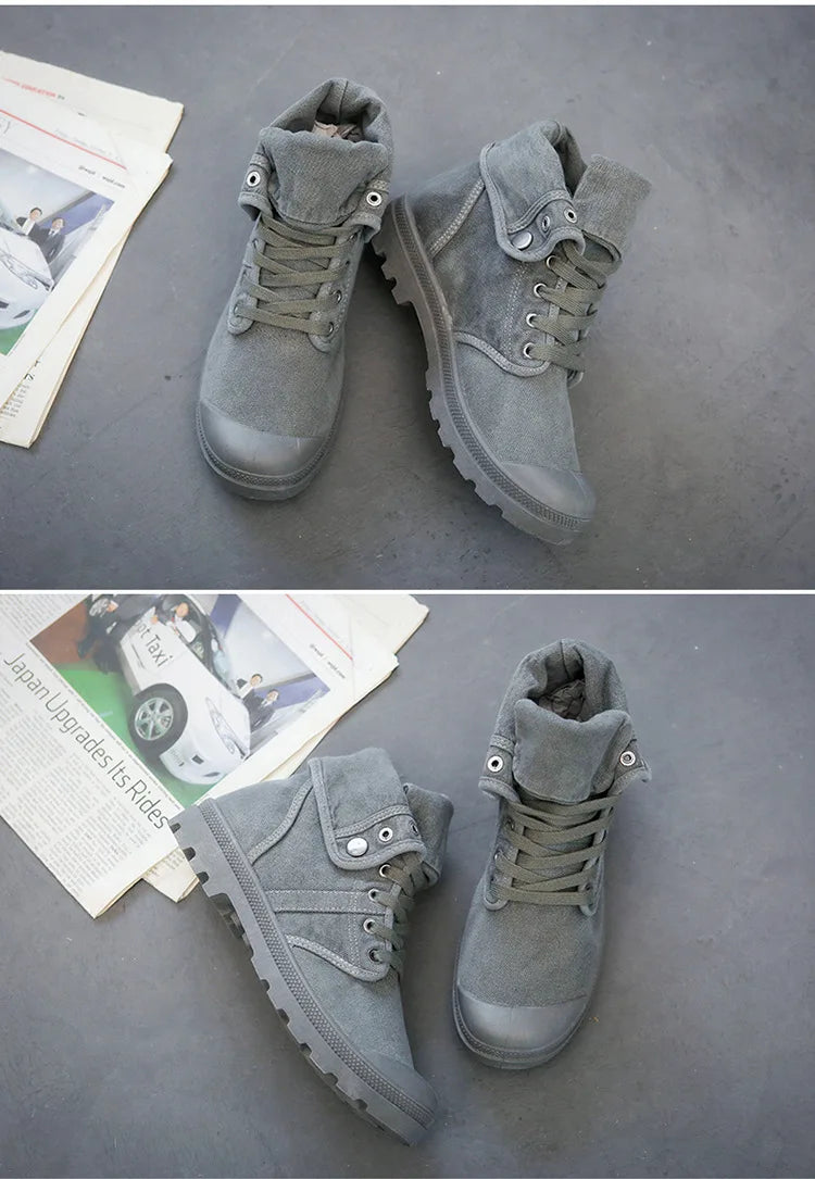 Botines Hombre Outdoor Canvas - Botas Casual Transpirables Cordones