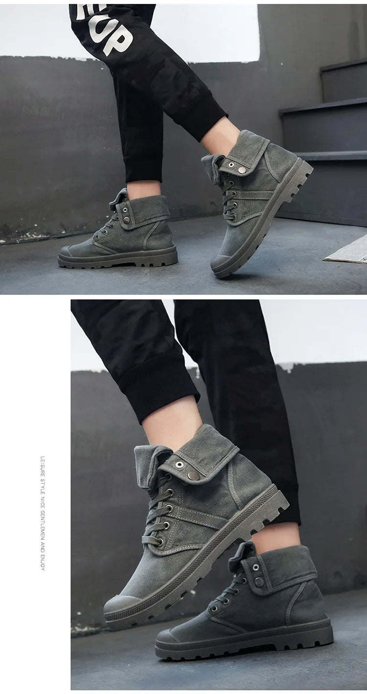 Botines Hombre Outdoor Canvas - Botas Casual Transpirables Cordones