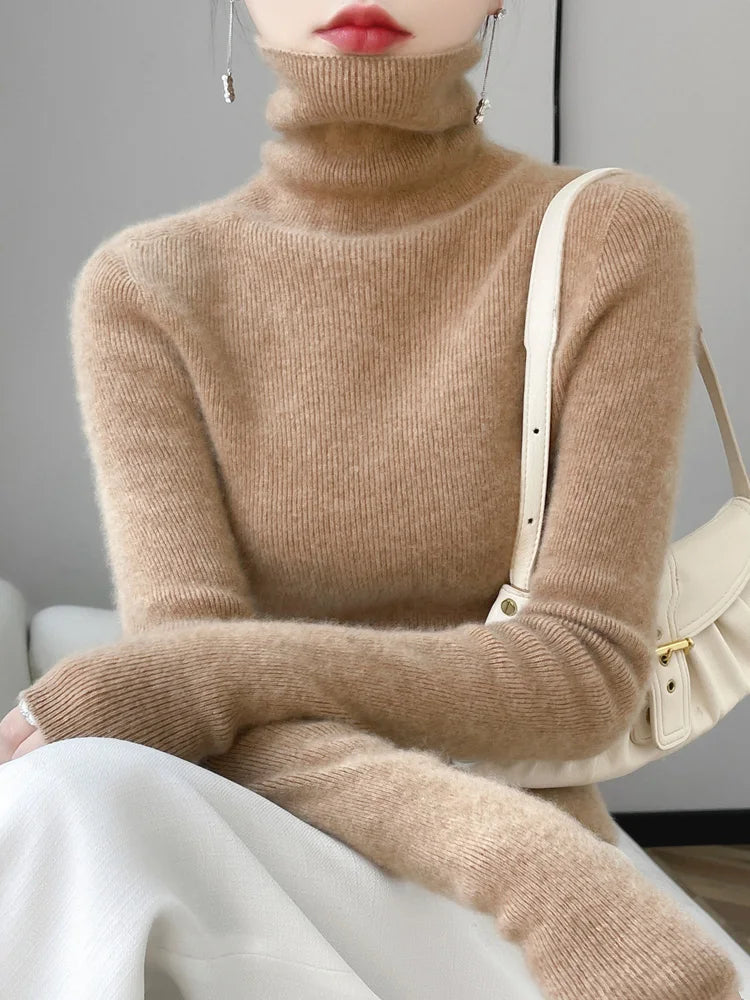 Suéter Mujer Lana Merino 100% Slim - Jersey Coreano Otoño Invierno