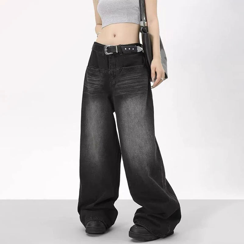 Jeans Oversized Retro Mujer - Pantalones Anchos Y2K Cintura Baja