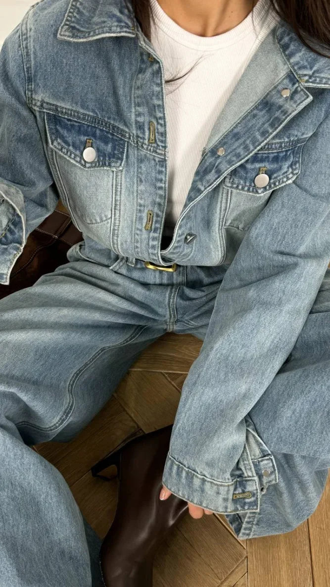 Mono Mujer Denim Retro Primavera - Jumpsuit Casual Suelto High-End