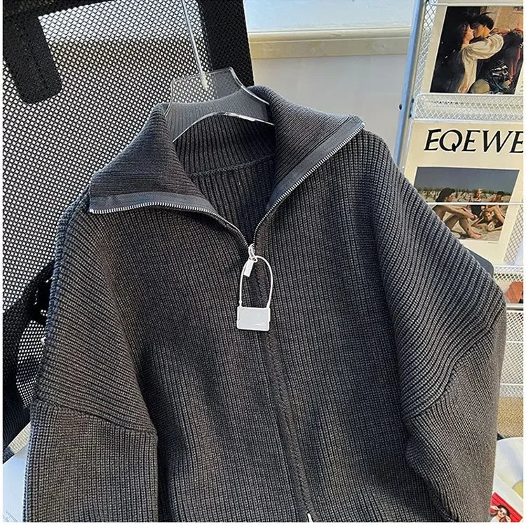 Cárdigan Hombre Punto Grueso - Chaqueta Cremallera Otoño Invierno Casual