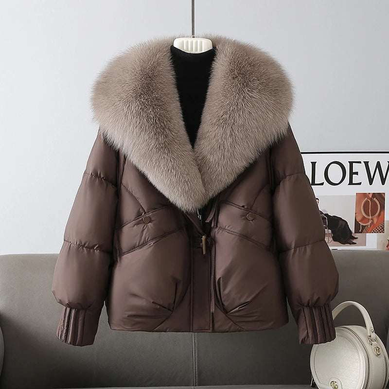 Parka Mujer Invierno Cálida - Parka Cuello Piel Pan 2025