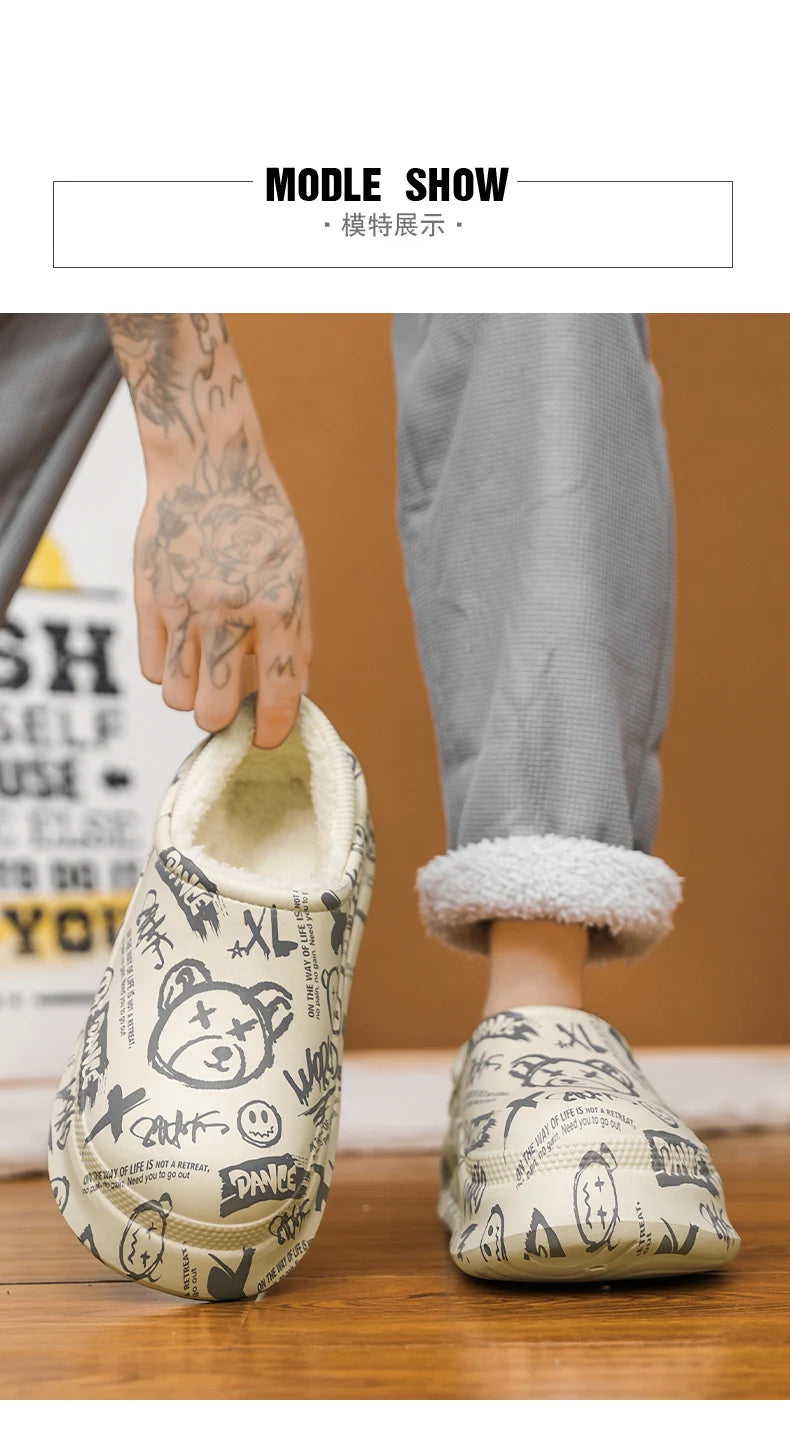 Pantuflas Hombre Invierno Algodón - Cálidas Antideslizantes Impermeables Talón