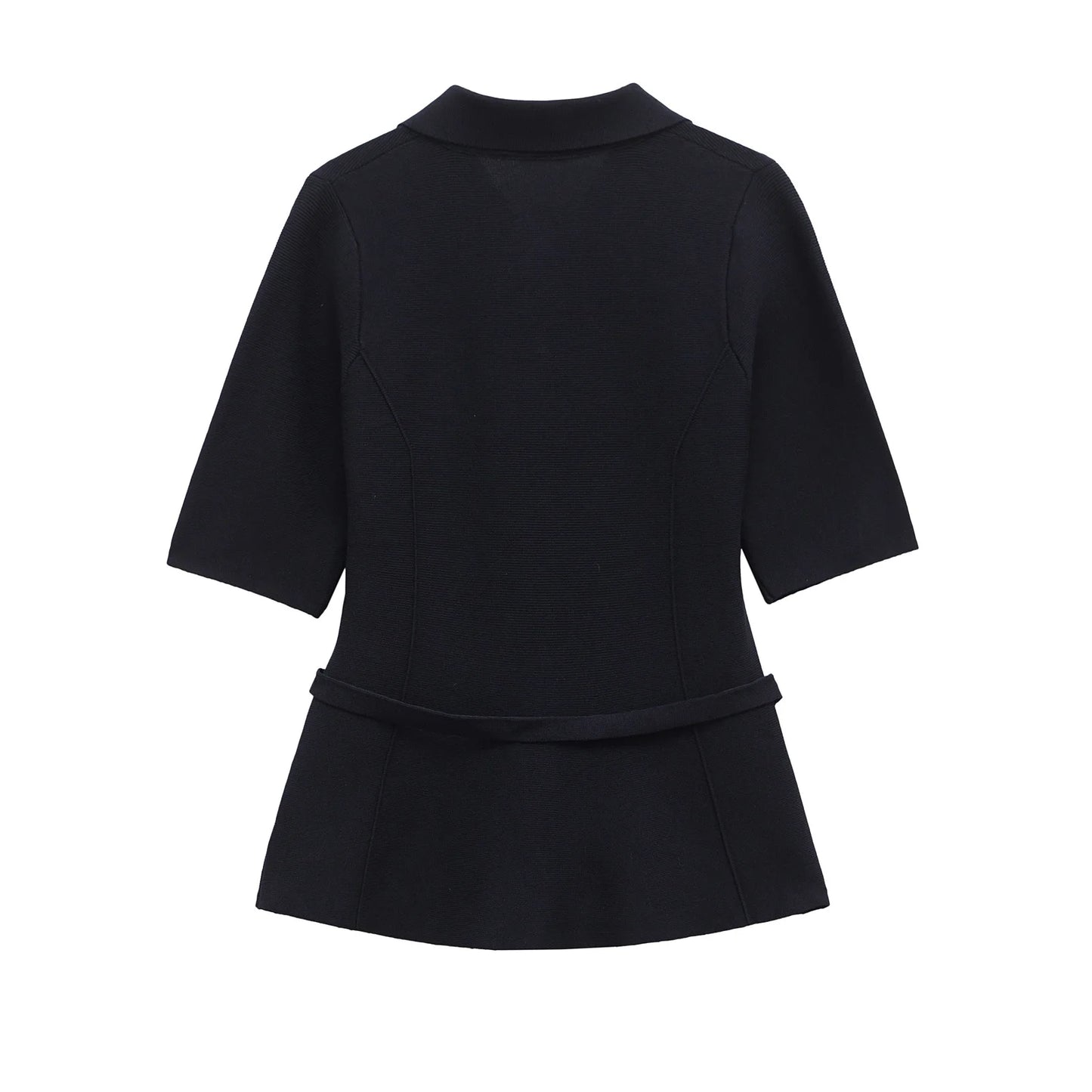 Top Mujer Elegante Verano 2025 - Blusa Cinturón Decorativo Solapa